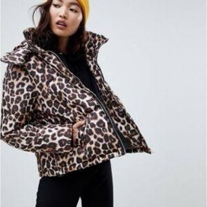 Na-kd Leopard Print Puffer Jacket